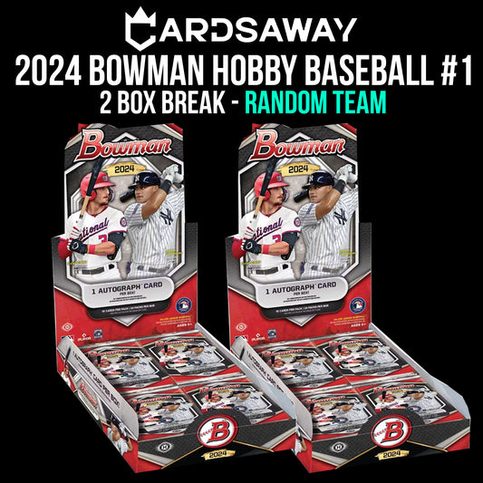 2024 Bowman Baseball Hobby - 2 Box Break - RANDOM TEAM #1 (GIFT CARDS EXCLUDED)