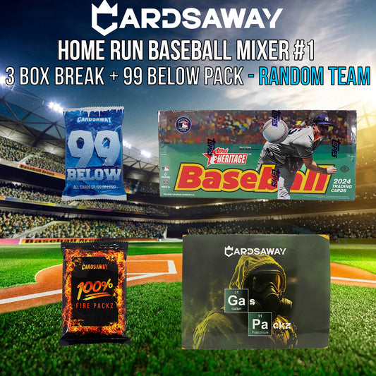 Home Run Baseball Mixer - 3 Box Break + 99 Below Pack - Random Team #1