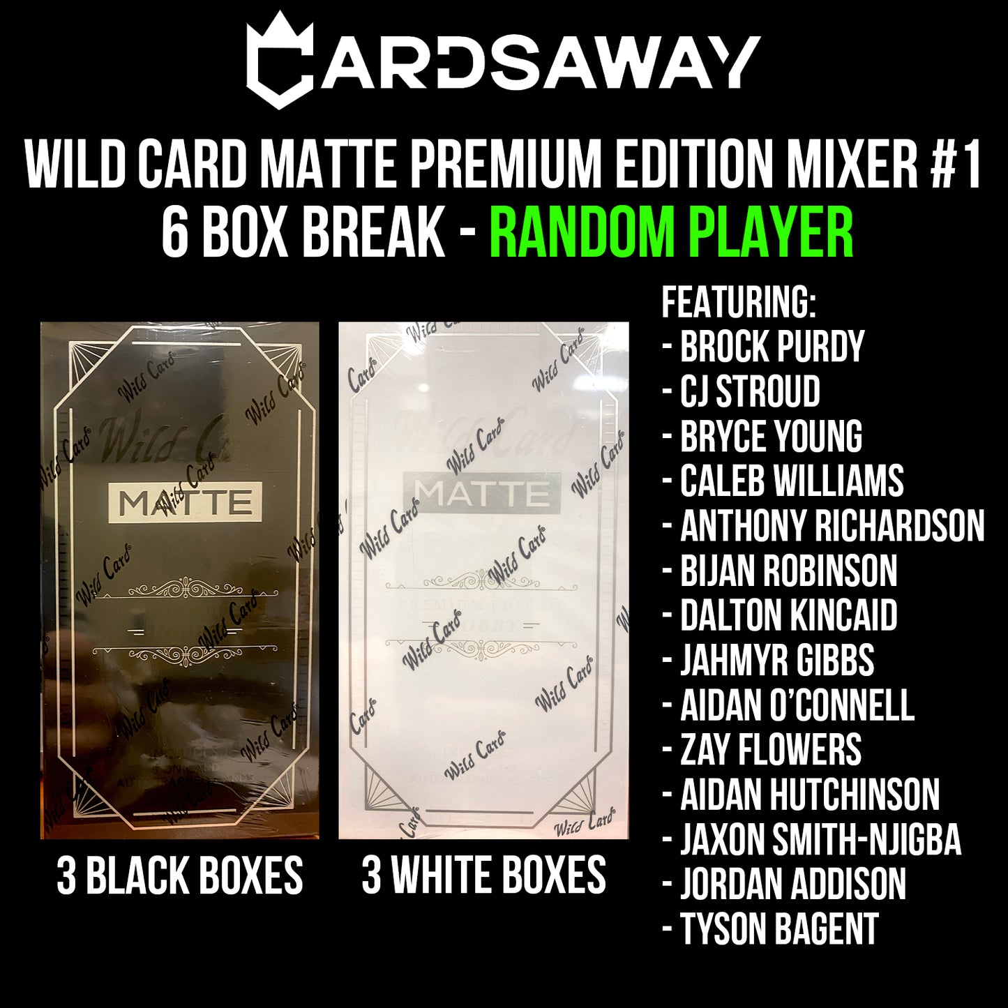 2023 Wild Card Matte Premium Edition Football  - 6 Box Break - Random Player #1